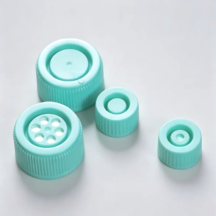 Cell culture flask equipped with sealing cap and membrane cap.