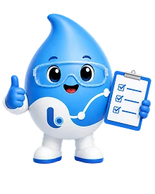 Mascot Yanyan gives a thumbs-up while holding a checklist for laboratory support.