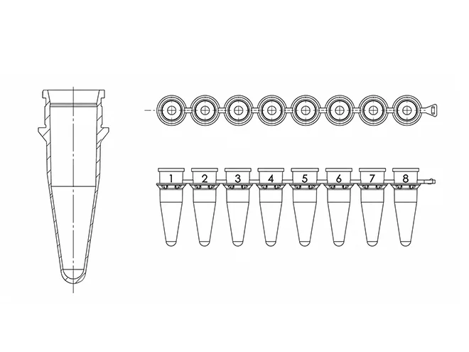 Schematic diagram of 8-Strip PCR tube structure